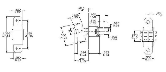 RS4-202R1 六腳兩檔 六腳 焊腳鈕子開關(guān) 
