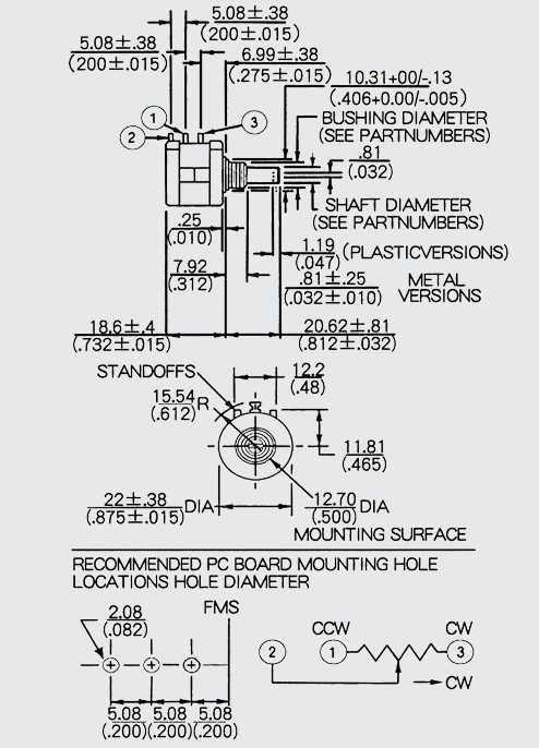 多圈精密電位器尺寸圖